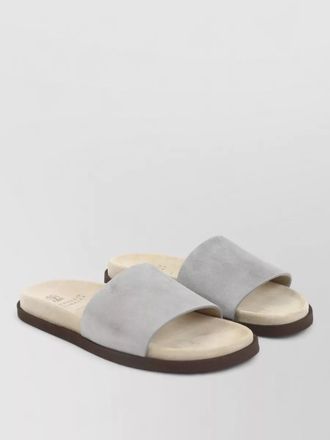 Brunello Cucinelli flat sole open toe suede sandals