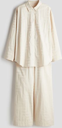 H&M Pyjama aus Baumwolle mit Jacquardmuster - Beige