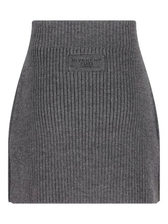 Givenchy ribbed-knit mini skirt - women - Wool/Alpaca - M - Grey