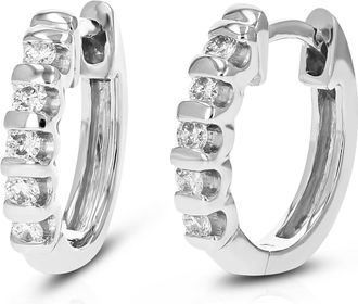 Vir Jewels 1/4 cttw Lab Grown Diamond Hoops Earrings in Sterling Silver With Hidden Post For Women