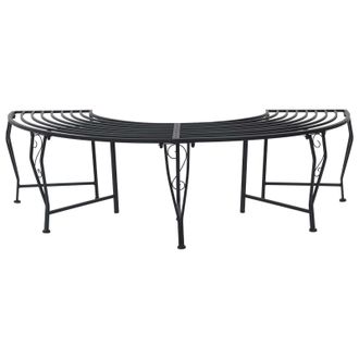 vidaXL Banco De &Aacute;rbol 4-n&uacute;mero De Plazas 160 X 80 X 44 Cm Acero Negro Vidaxl