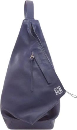 Loewe Pre-owned Cross Body Bags, female, Blue, Size: ONE SIZE Pre-owned Leather Shoulder Bag