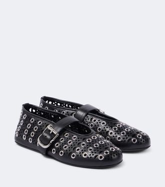 Alaia Ala&iuml;a Bailarinas Vienne de piel adornadas