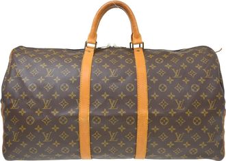 Louis Vuitton Keepall Bag Monogram Canvas Brown Canvas Handbag (Pre-Owned)
