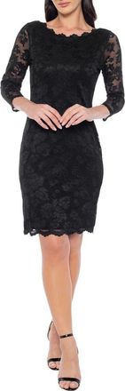 Marina Rossini Scalloped Lace Cocktail Dress in Black at Nordstrom Rack, Size Medium