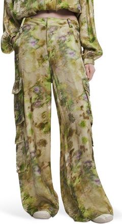 Desigual Abstract Floral Cargo Pants in Light Green at Nordstrom, Size X-Large
