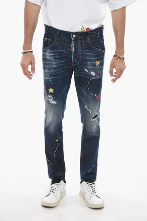 Dsquared2 Embroidered Skater Jeans With Dark Wash Dsquared2
