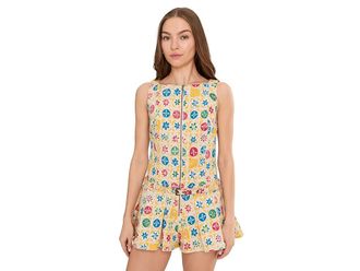 Free People Dune Dancer Printed Womens Dress Buttercream Combo : LG (Womens 12-14), Cotton/Elastane/Linen