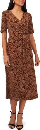 Chaus Print Faux Wrap Midi Dress in Spicewood at Nordstrom, Size X-Large