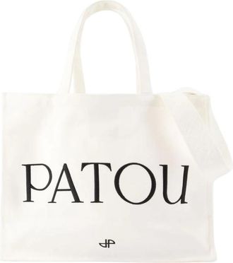 Patou Logo Canvas Tote Bag - Dames - Shoppers - Wit - ONE Size - Katoen - Tassen