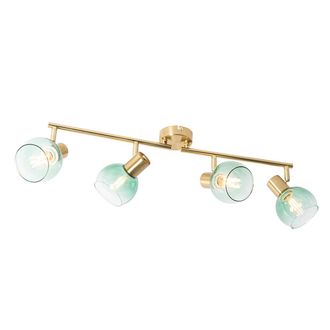 QAZQA Art D&eacute;co Foco Art Deco Dorado Con Cristal Verde 4-luces - Vidro Acero /vidrio Alargada Adecuado Para Led Max. 4 X 25 Watt - Qazqa