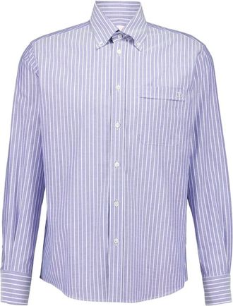 Valentino Garavani Blauw VLogo Geborduurd Katoenen Overhemd - Heren - Casual Overhemden - Paars - 2XL - Katoen - Overhemden