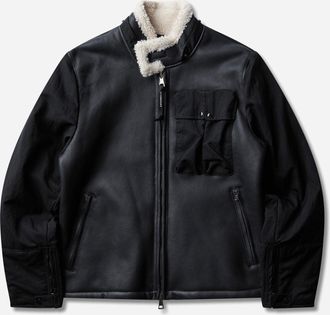 C.P. Company Men s Montone Curly Leather Mixed Goggle Jacket Black
