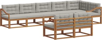 vidaXL Conjunto De Sof&aacute;s De Exterior 8 Uds. Natural Y Gris Claro Vidaxl