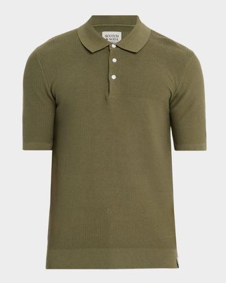 Scotch & Soda Mens Structure-Knit Polo Shirt