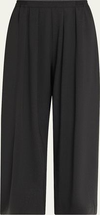 Eskandar Pleated Stretch Wool Straight-Leg Crop Trousers