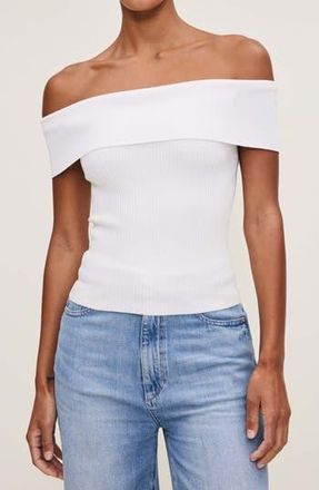 DL1961 Off the Shoulder Rib Top in White at Nordstrom Rack, Size X-Small