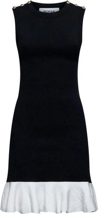 Silvian Heach Mouwloze jurk met contrasterende ruches - Dames - Korte kleedjes - Zwart - L - Polyester - Kleedjes