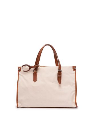 Ralph Lauren Canvas And Leather Shopping Bag