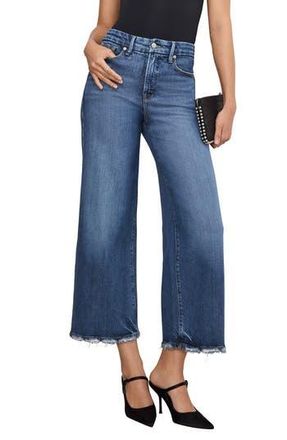Good American Soft Tech Good Waist High Waist Crop Palazzo Jeans in Indigo737 at Nordstrom Rack, Size 14