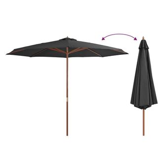 Berkfield Home Outdoor Parasol with Wooden Pole 350 cm Anthracite in Black