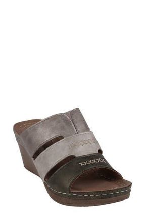 Good Choice Shoes Delores Platform Wedge Slide Sandal in Khaki Multi at Nordstrom Rack, Size 6.5