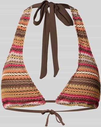 Jake*s Casual Bikini-Oberteil mit Strukturmuster in Dunkelbraun, Gr&ouml;&szlig;e XL