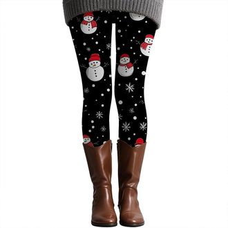 Generic Christmas Leggings for Women High Waisted Workout Athletic Candy Cane Leggings Elastic Waist Soft Comfy Pajama Santa Claus Printed Xmas Pants Festive 