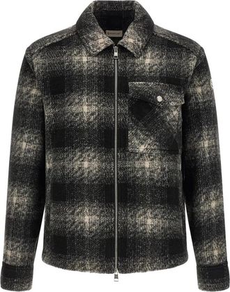 Moncler Overshirt met rits en ruitpatroon - Heren - Zomerjassen - Veelkleurig - XL - Wol - Jassen