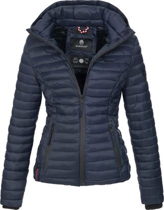 Marikoo dames gewatteerde jas Samtpfote met afneembare capuchon & ribboorden
