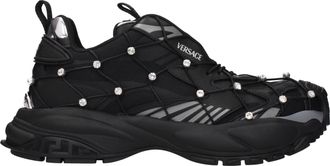 Versace Herrens Turnschuhe aus schwarzem Stoff