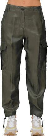 Aspesi Cargo broek met trekkoord en manchet - Dames - Straight fit broeken - Groen - S - Broeken
