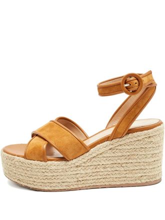 Gianvito Rossi 2024 90mm suede espadrilles - women - Leather/Leather/Rubber/Suede - 39 - Orange