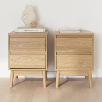 Sweeek Pair Of 2-drawer Bedside Tables in Light Brown