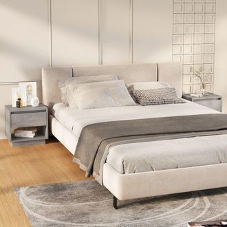 vidaXL Vidaxl - Mesitas De Noche 2 Uds Contrachapada Gris Hormig&oacute;n 45x34x44 Cm