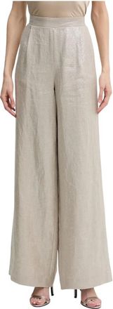 Joseph Ribkoff Gevoerde Linnen Broek met Wijde Pijpen - Dames - Wijde Broeken - Beige - S - Linnen - Broeken