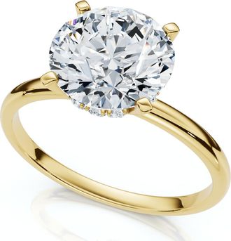 Pompeii3 Certified 2 1/10Ct Hidden Halo Diamond Engagement Ring 14k Gold or Pt Lab Grown