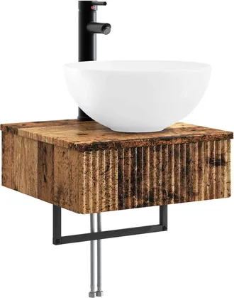 vidaXL Lavabo De Lavado Montado En La Pared Madera Envejecida Vidaxl
