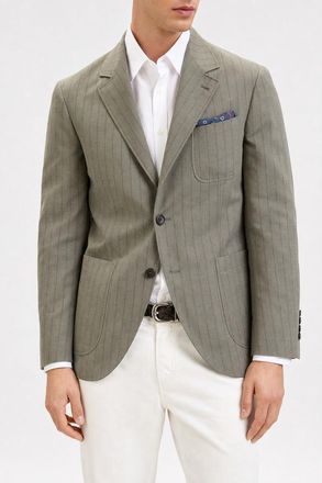 Brunello Cucinelli Mens Olive Striped Casual Jacket, Size 50