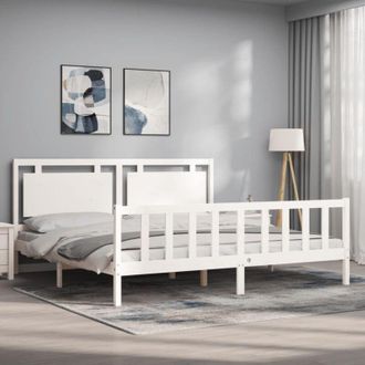 vidaXL Vidaxl - Bed Frame without Mattress White 200x200 cm Solid Wood Pine