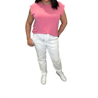 Judy Blue High Waist Garment Dyed Double Cuff Jogger In White