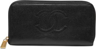 Chanel Pre-owned Womens Cc Caviar Zip Around Wallet - Black Leather - One Size