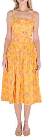 English Factory Floral Cutout Detail Cotton Sundress in Orange Multi at Nordstrom, Size X-Small