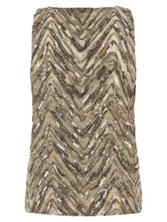 Brunello Cucinelli Womens Beige Silk Tank Tops