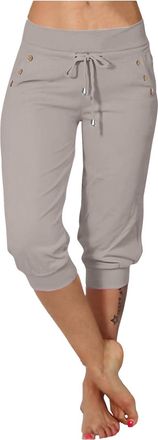 Generic Women Sport Pocket Drawstring Elastic Waist Shorts - Ladies Shorts with Pockets - Yoga Trousers Knee LengthShorts Lightweight Work Trousers Casual Hig