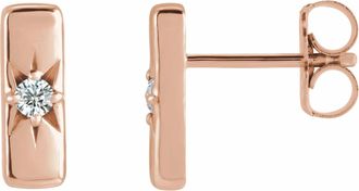 Diamond2Deal 14K Gold.07ct Lab-Grown Diamond Bar Stud Earrings Clarity SI, Color G-H