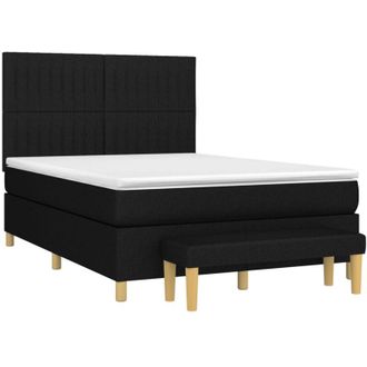 vidaXL Cama Box Spring Con Colch&oacute;n Tela Negro 140x200 Cm Vidaxl