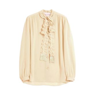 Valentino Blouses, female, Beige, M, Crepe de Chine Silk Blouse