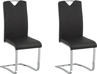 Beliani Juego De 2 Sillas De Comedor Asiento Tapizado En Piel Sint&eacute;tica Negra Sala De Conferencias En Voladizo Con Respaldo Alto Moderno Picknes