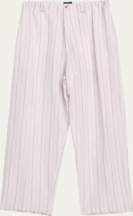 Willy Chavarria Mens Toluca Striped Oversized Linen-Blend Pants